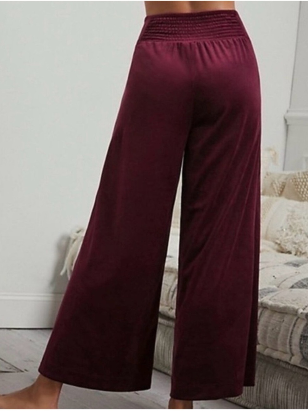Anthropologie Saturday Sunday Jaya Wide-Leg Velvet Pants-Deep Purple Burgandy XS